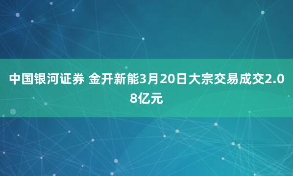 中国银河证券 金开新能3月20日大宗交易成交2.08亿元
