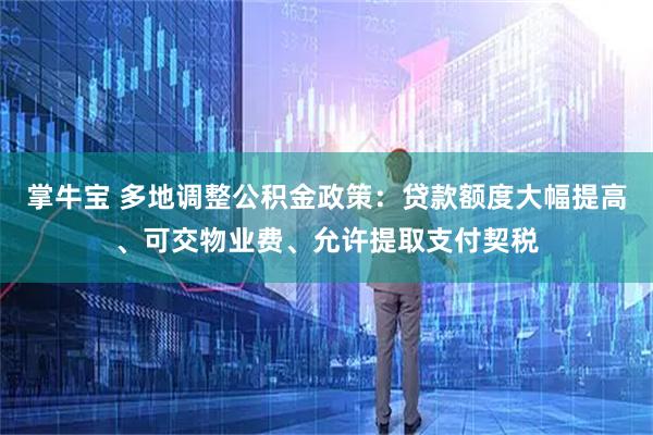 掌牛宝 多地调整公积金政策：贷款额度大幅提高、可交物业费、允许提取支付契税